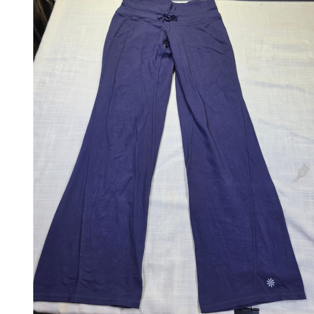 Athleta Womens Purple Flare Leg Yoga Pants Drawstring Waist Athleisure XXSP 1695